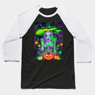 Halloween Cute Spooky Black Witch Baseball T-Shirt